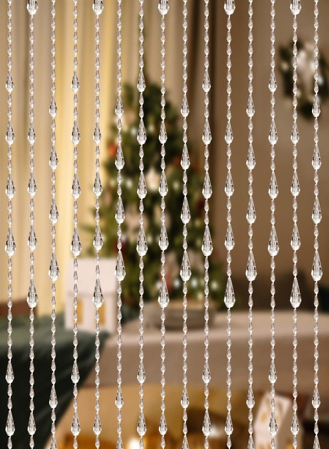 Osunnus ستارة أوسونوس المزينة بالخرز الكريستالي، مقاس 35.5 × 79 بوصة، 45 خيطًا، ستارة خرز معلقة من الأكريليك، فاصل للغرف، مناسبة للمداخل والنوافذ وغرف المعيشة وغرف النوم، لون قطرات المطر - Image 1